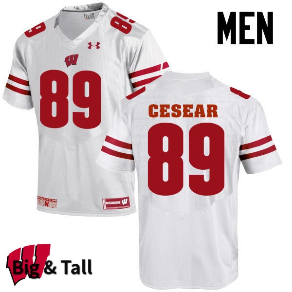 Wisconsin Badgers Men's #89 Jacob Cesear NCAA Under Armour Authentic White Big & Tall College Stitched Football Jersey JP40Z54KD